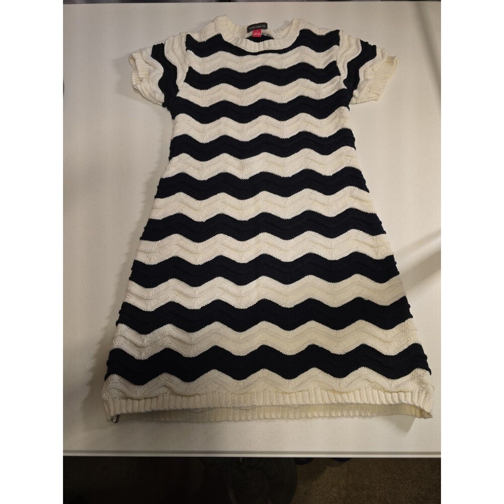 Vince Camuto Girls Size 7 Sweater Dress Zig Zag Chevron Knit 100% Cotton
